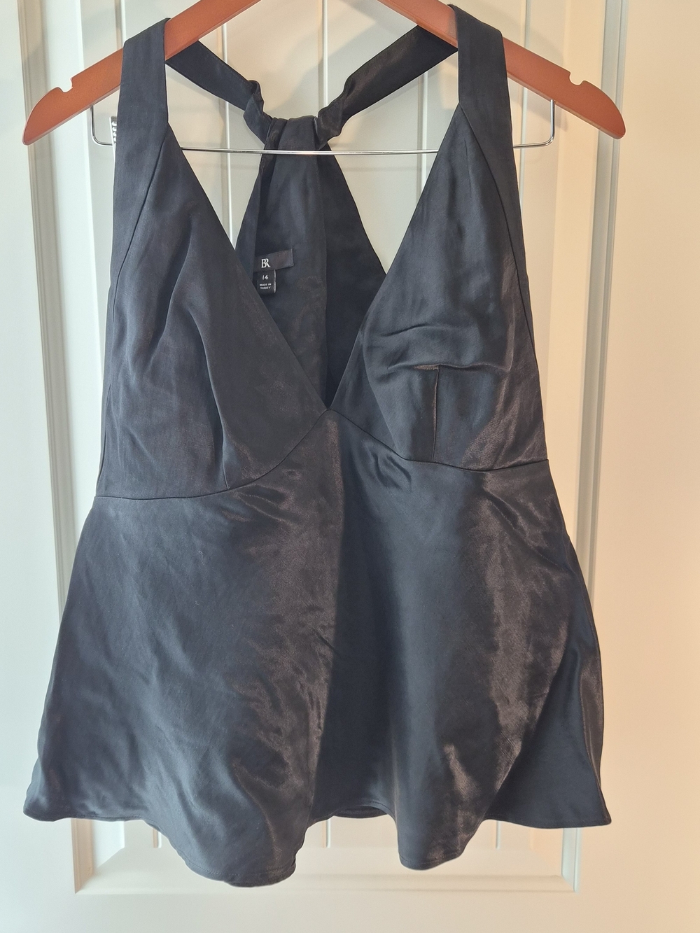 Banana Republic Black Satin Halter Peplum Camisole